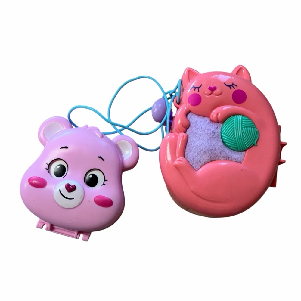 Polly Pocket Lot - Care Bear &‎ Cuddly Cat Purse